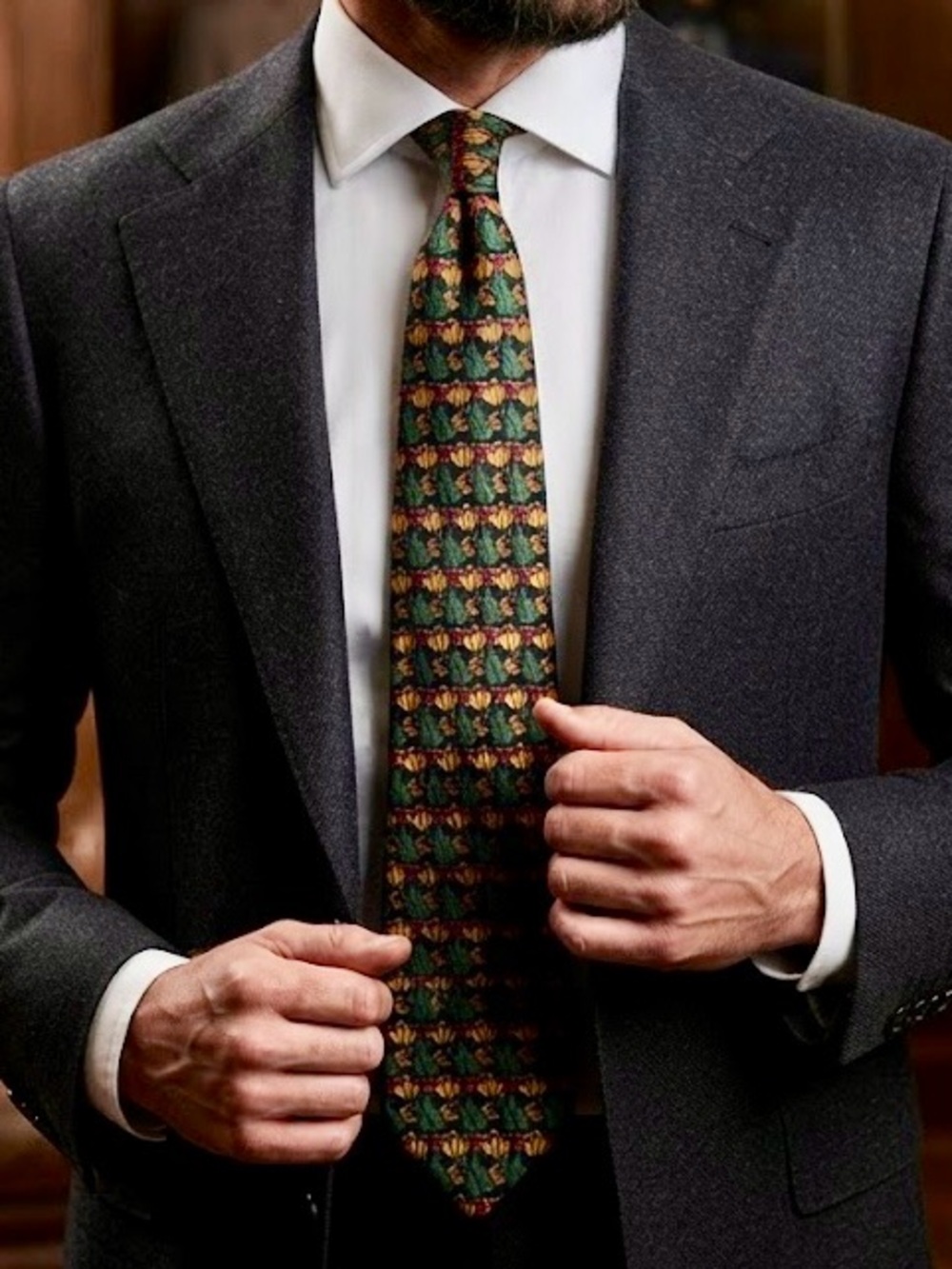 Sazzari Vintage Italian 100% Silk Tie Necktie - Floral Tulip Print Botanical